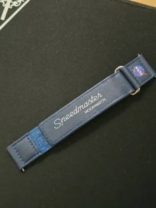 Correa Omega Speedmaster NASA Cuero Azul 22mm