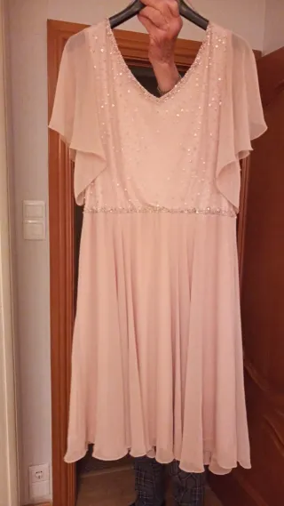 Vestido fiesta corto lentejuelas rosa