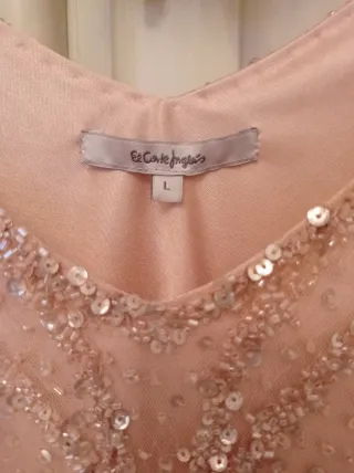 Vestido fiesta corto lentejuelas rosa
