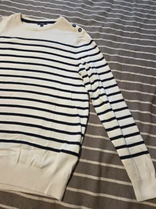 Maglia Kiabi a righe bianche e blu