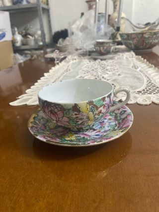 Taza y plato porcelana antigua China