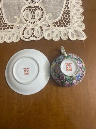 Taza y plato porcelana antigua China