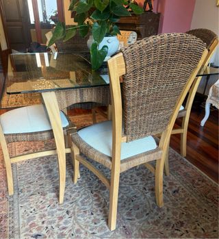 Mesa Comedor Rattan y 4 Sillas