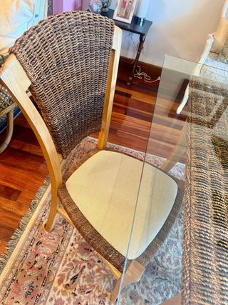 Mesa Comedor Rattan y 4 Sillas