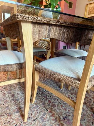 Mesa Comedor Rattan y 4 Sillas