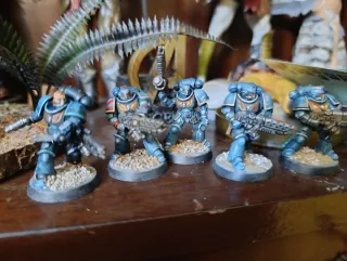 5 Marines Warhammer pintados