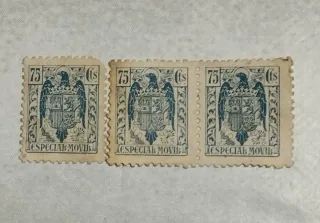 3 francobolli da 75 centesimi di peseta 1945-1950