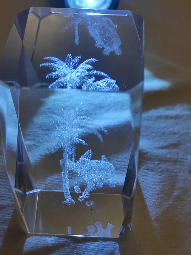 Pisapapeles Cristal 3D Elefante con Palmera