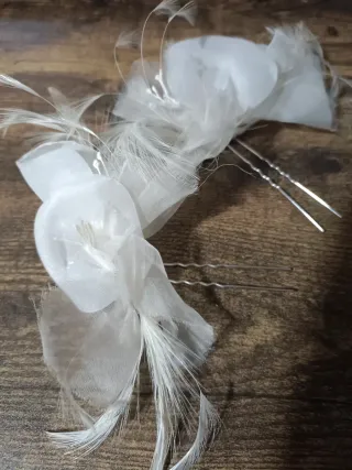 Horquillas Novia Plumas Blancas