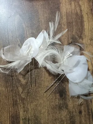 Horquillas Novia Plumas Blancas