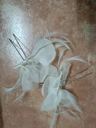 Horquillas Novia Plumas Blancas