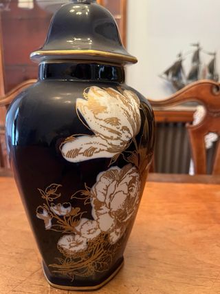 Jarrones Hispania Porcelana Dorada Flores