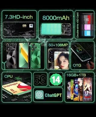 Móvil 7.3 8000mAh 16GB+1TB Snapdragon 8 Gen 3