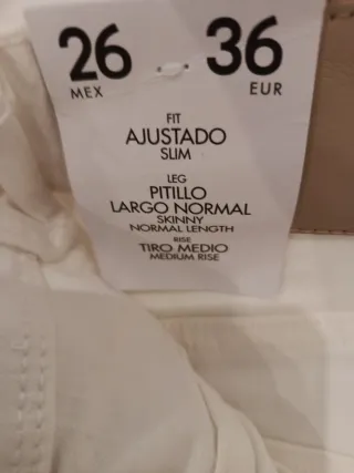 Pantalón Sfera Blanco Talla 36 Sin Estrenar