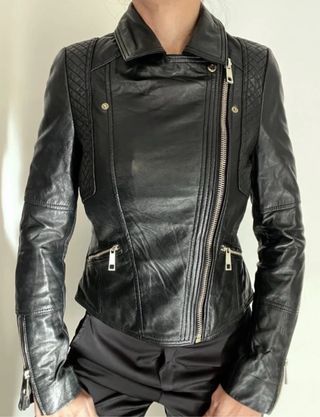 Chaqueta Biker Piel Cuero River Island UK Talla S