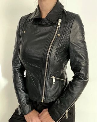 Chaqueta Biker Piel Cuero River Island UK Talla S