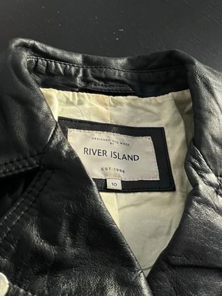 Chaqueta Biker Piel Cuero River Island UK Talla S