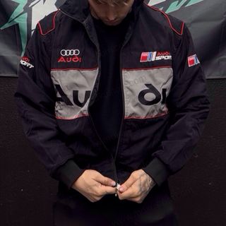 Chaqueta Racing Audi Negra y Gris