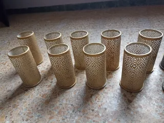 Portavelas metal dorado y negro