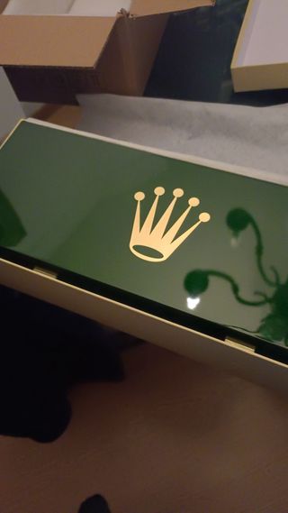 Astuccio per 5 orologi Rolex in legno laccato verde