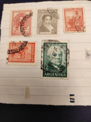 Francobolli antichi della Danimarca e dell'Argentina