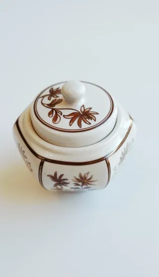 Tarro jenjibre/te porcelana china flores años 80