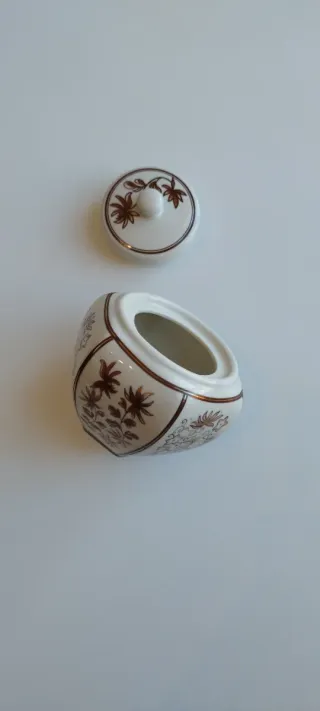 Tarro jenjibre/te porcelana china flores años 80