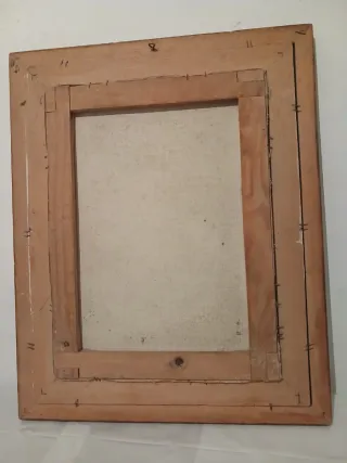 Cuadro óleo paisaje casa lago firmado