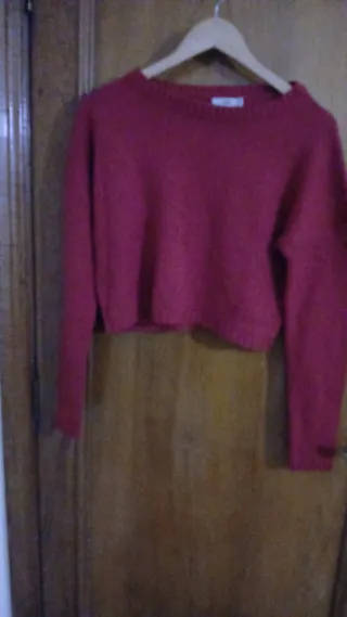 Jersey corto lana manga larga rojo