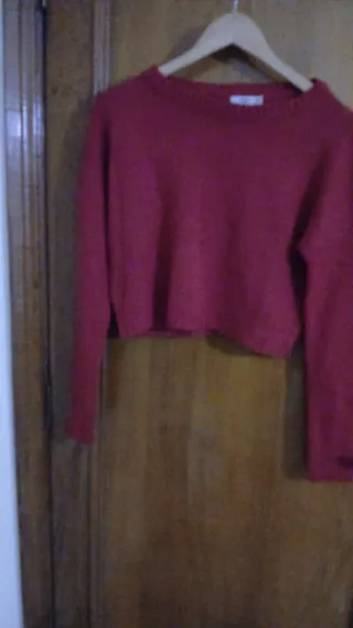Jersey corto lana manga larga rojo