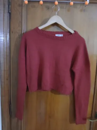 Jersey corto lana manga larga rojo