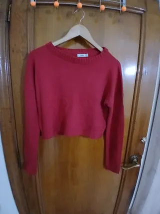 Jersey corto lana manga larga rojo