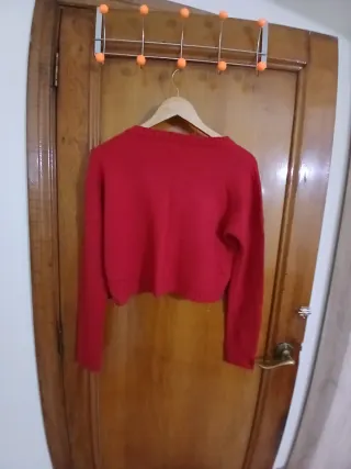 Jersey corto lana manga larga rojo