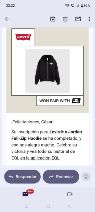Sudadera Jordan x Levi's Negra Cremallera
