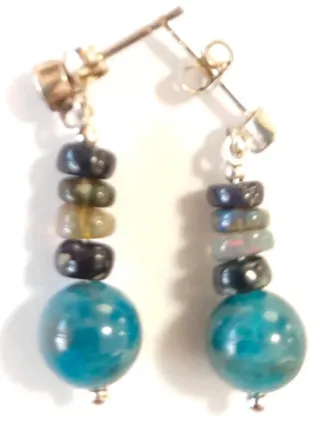 Pendientes Plata 925 Apatita Ópalo Etíope