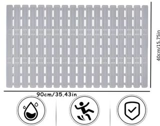 Alfombra Baño Antideslizante Gris/Blanco 90x40