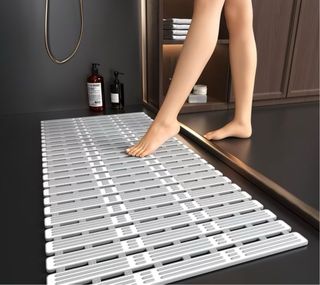 Alfombra Baño Antideslizante Gris/Blanco 90x40