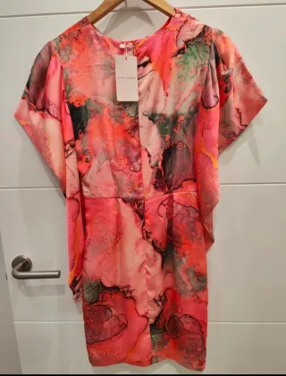 Vestido fiesta/boda estampado multicolor