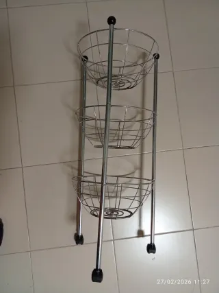 Frutero 3 Niveles con Ruedas de acero inoxidable