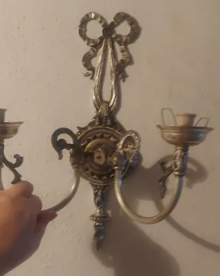 2 Apliques de pared antiguos plateados