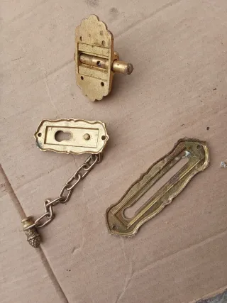 Conjunto cerradura latón vintage