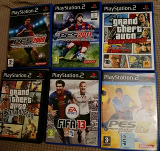 Lote 5 Juegos PS2: PES, GTA, FIFA