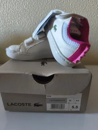 Sapatilhas Lacoste Brancas e Rosa Criança
