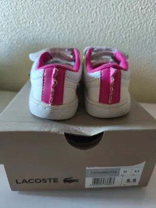 Sapatilhas Lacoste Brancas e Rosa Criança