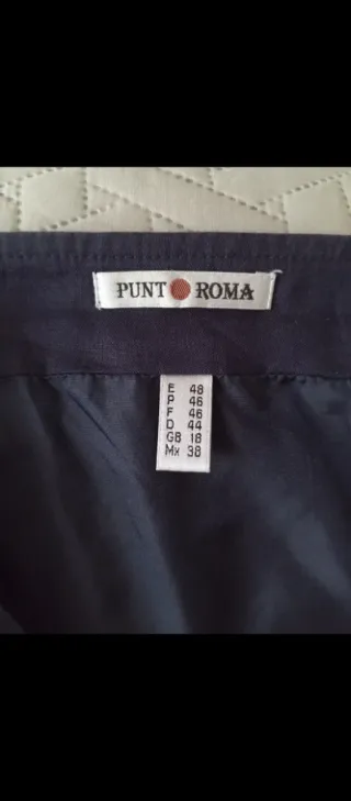 Falda Lino Mujer Azul Bordados