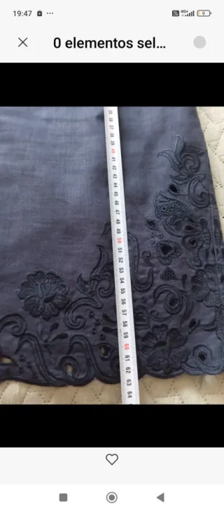 Falda Lino Mujer Azul Bordados