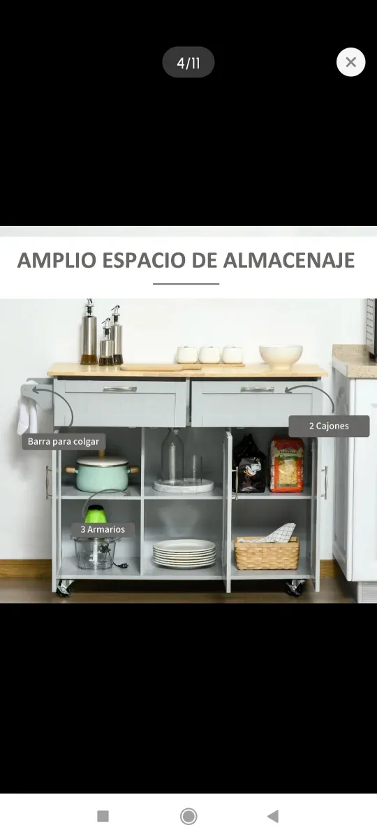 Isla de cocina auxiliar con encimera