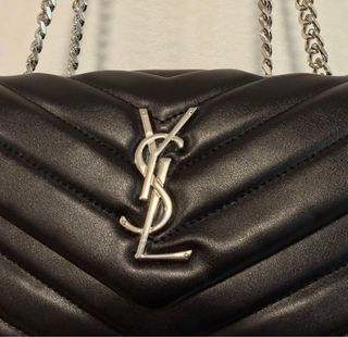 Bolso YSL Negro Piel Chevron Plataforma