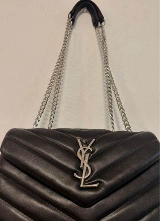 Bolso YSL Negro Piel Chevron Plataforma