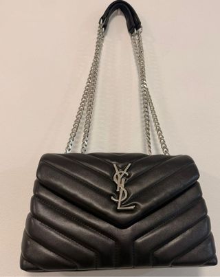 Bolso YSL Negro Piel Chevron Plataforma